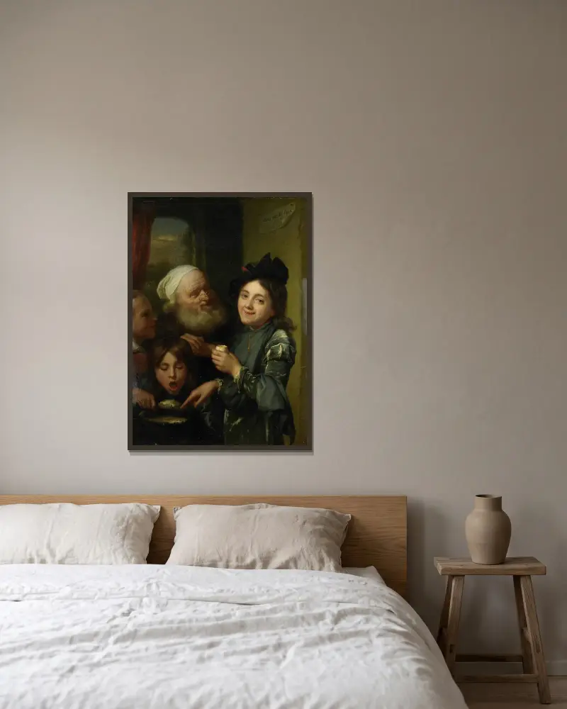 Var och en sin smak av Godfried Schalcken inramad på en vägg
