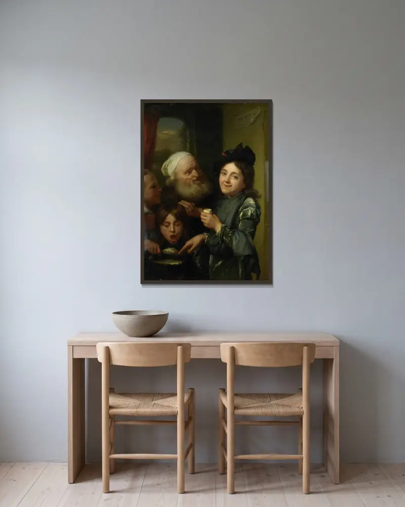 Var och en sin smak av Godfried Schalcken inramad på en vägg