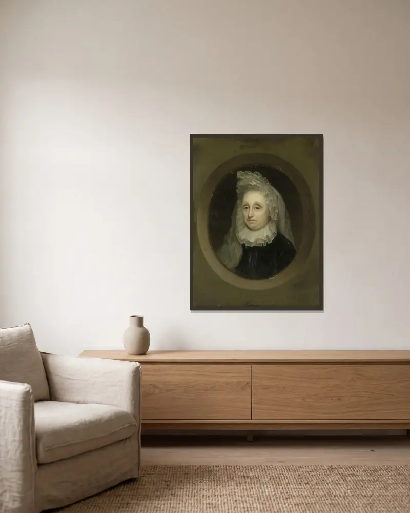 Porträtt av Josnia Parduyn (1642–1718), andra hustru till Aernout van Citters av Godfried Schalcken inramad på en vägg