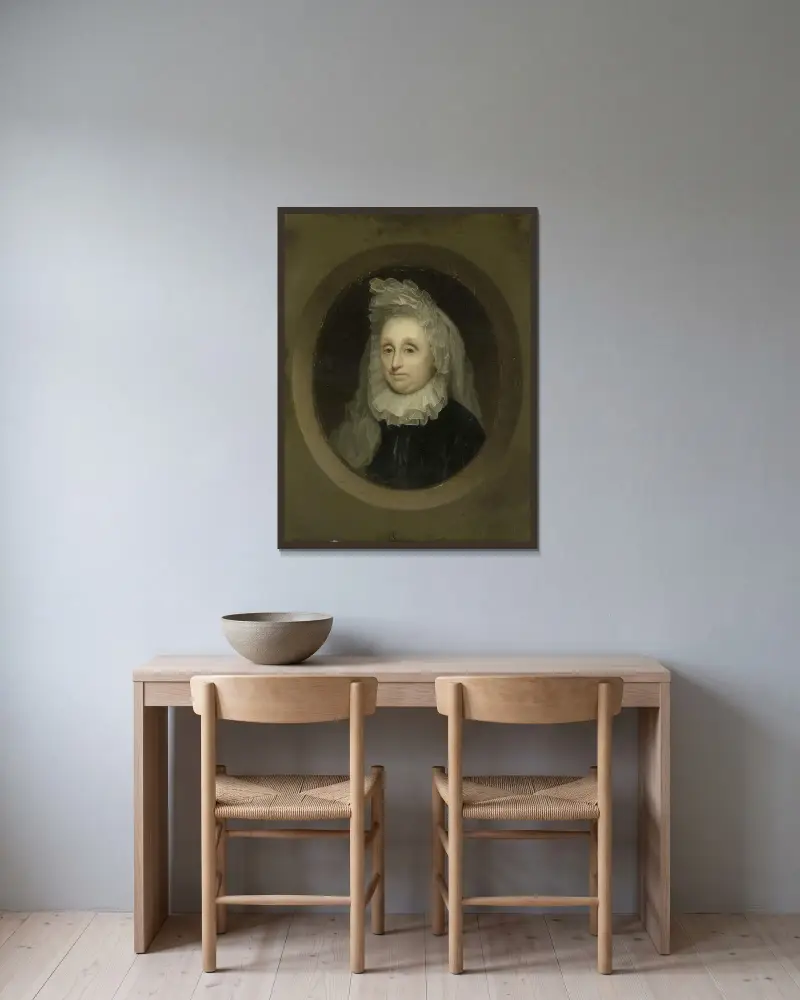 Porträtt av Josnia Parduyn (1642–1718), andra hustru till Aernout van Citters av Godfried Schalcken inramad på en vägg