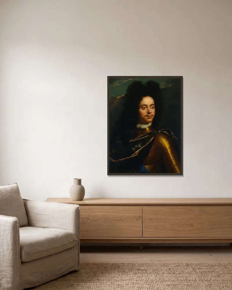 Portret Piotra I Wielkiego, Godfried Schalcken w ramie na ścianie