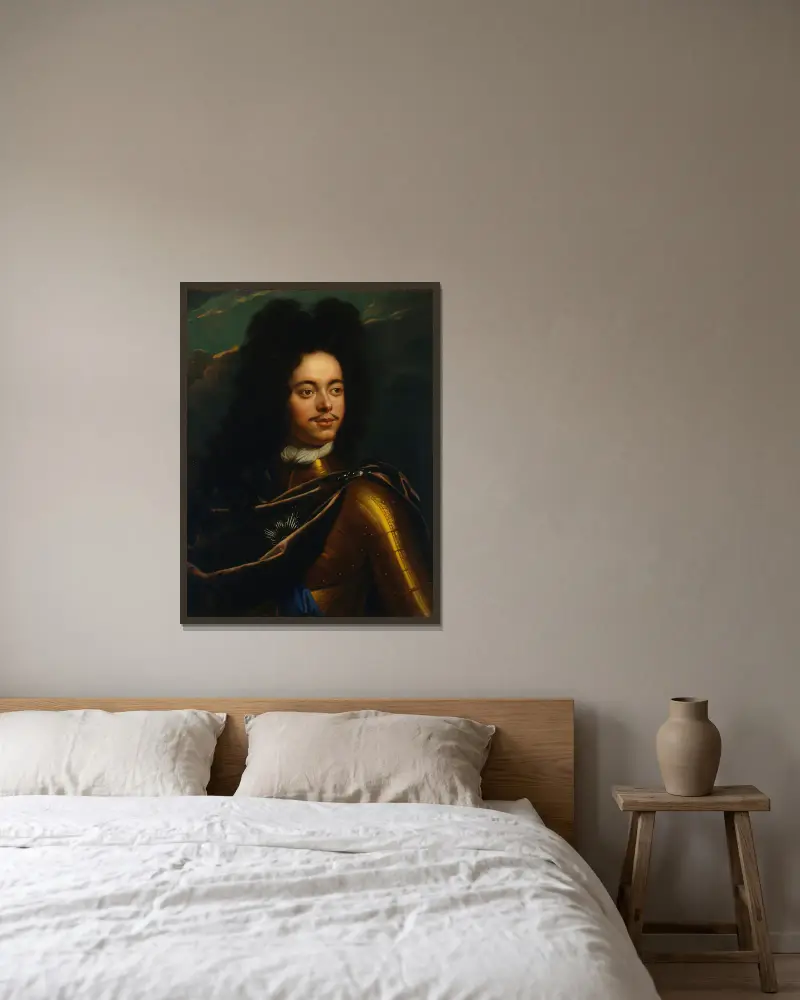 Portret Piotra I Wielkiego, Godfried Schalcken w ramie na ścianie