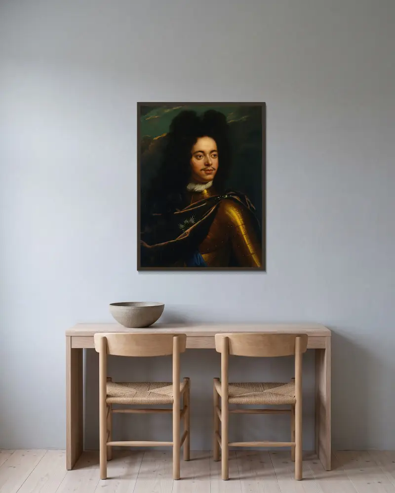 Portret Piotra I Wielkiego, Godfried Schalcken w ramie na ścianie