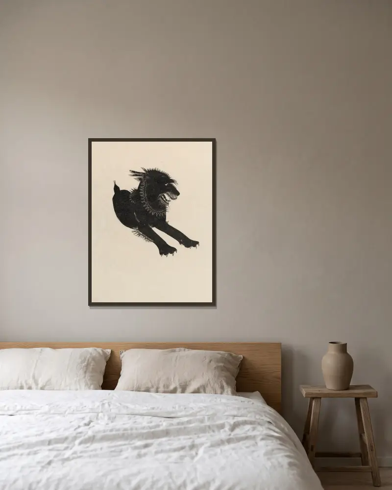 Liegender Hund von Wiktoria Goryńska gerahmt an einer Wand