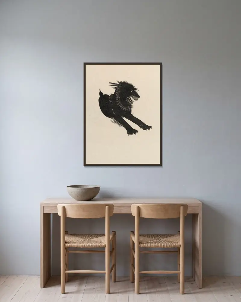 Liegender Hund von Wiktoria Goryńska gerahmt an einer Wand