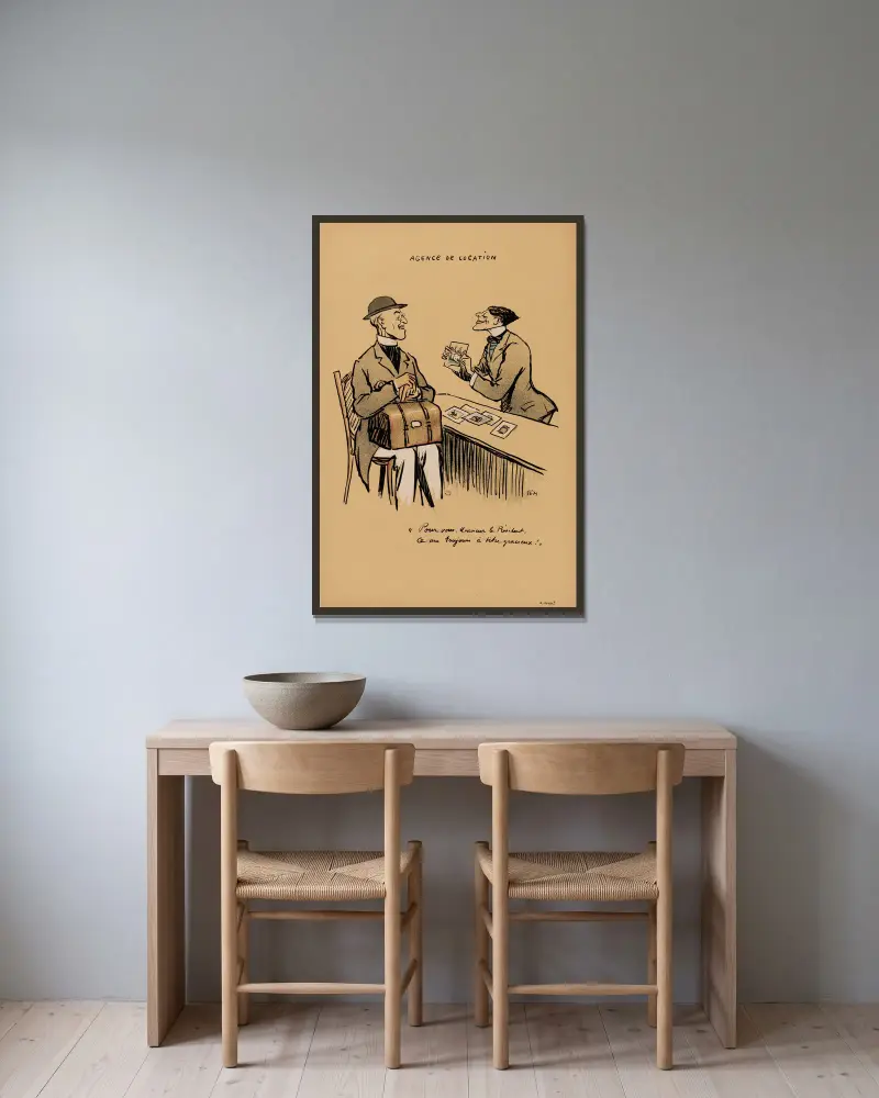 Uthyrningsbyrå von Georges Goursat (Sem) gerahmt an einer Wand