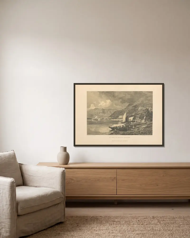 Locarno, vid Lago Maggiore av Theodor Gsell Fels inramad på en vägg