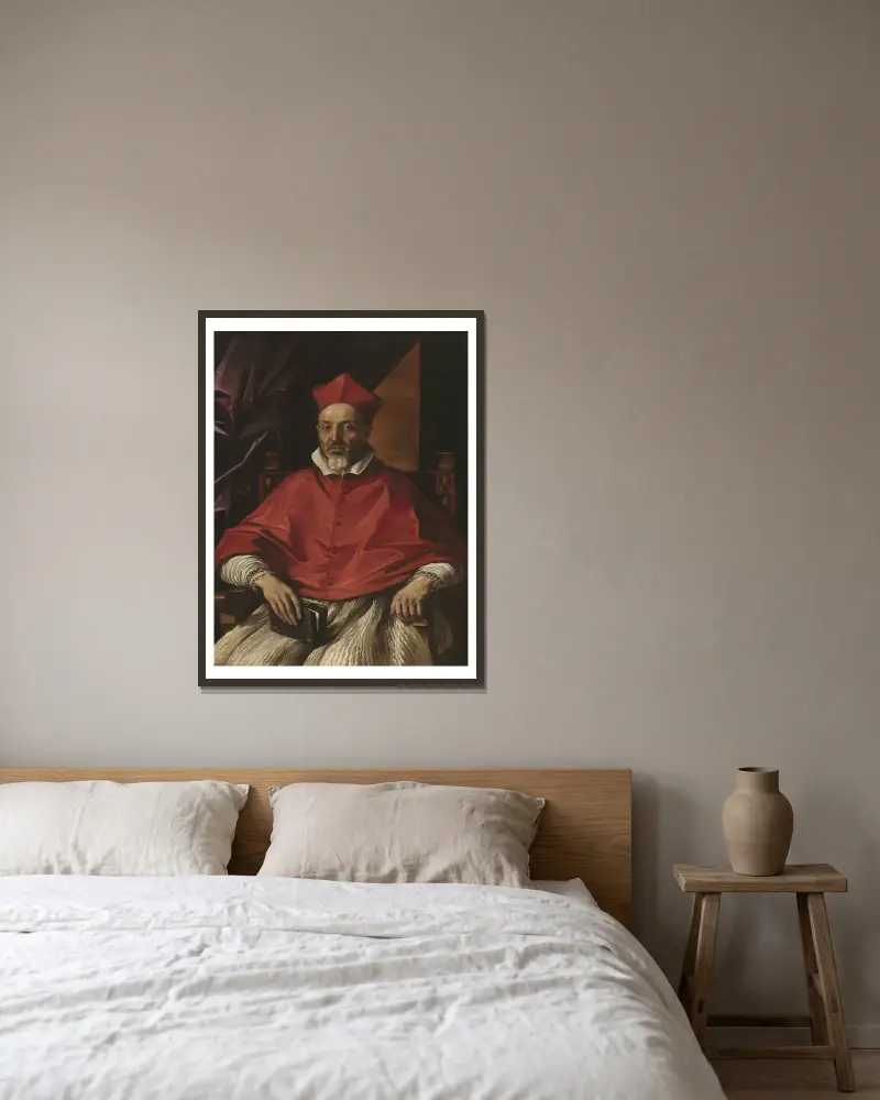 Cardinal Francesco Cennini av Guercino inramad på en vägg