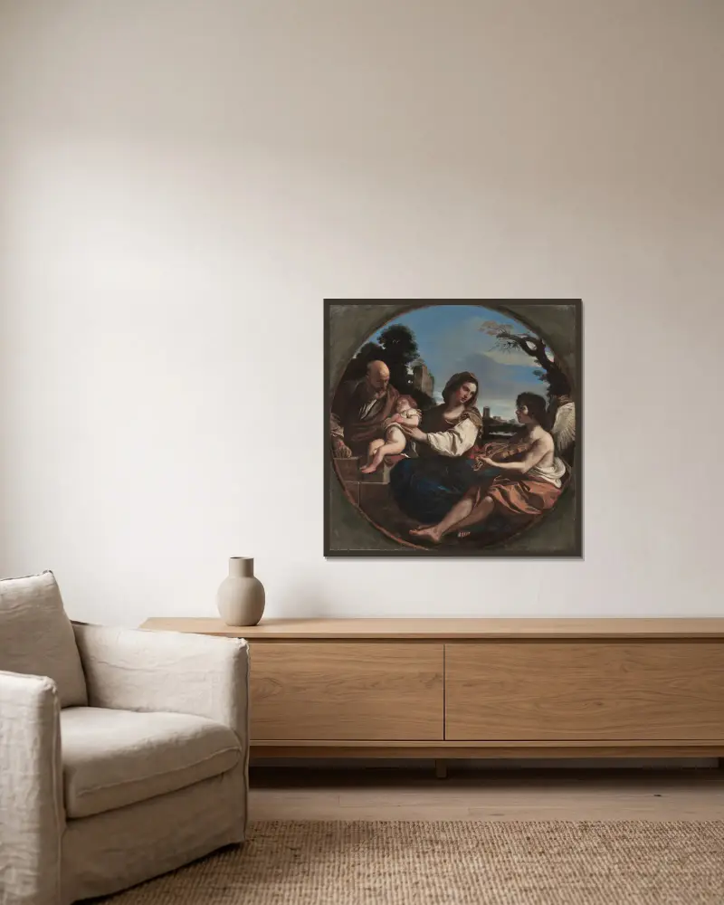 Rest on the Flight into Egypt av Guercino inramad på en vägg
