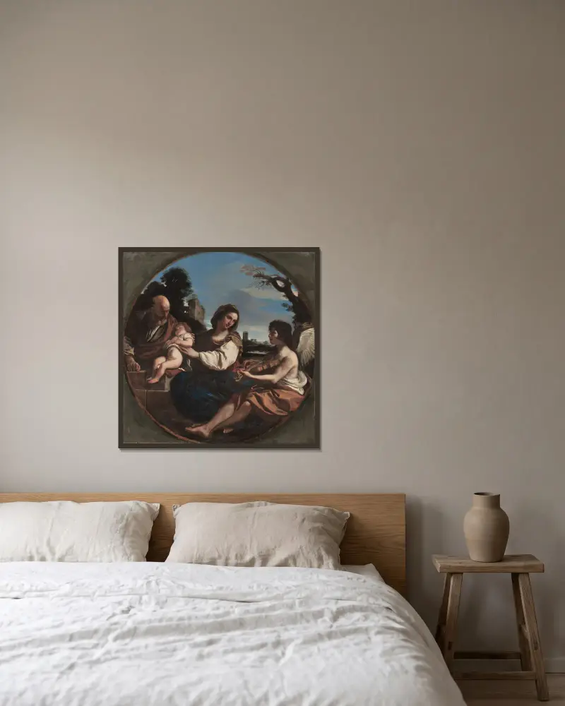 Rest on the Flight into Egypt av Guercino inramad på en vägg