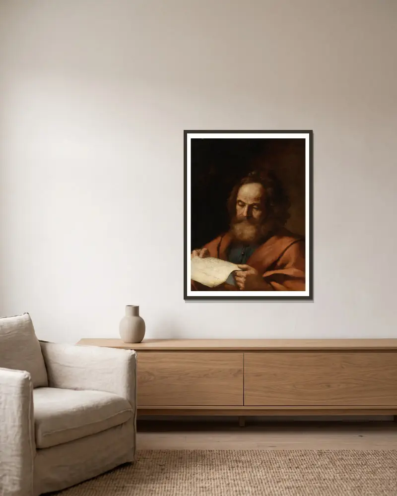 Saint Luke av Guercino inramad på en vägg
