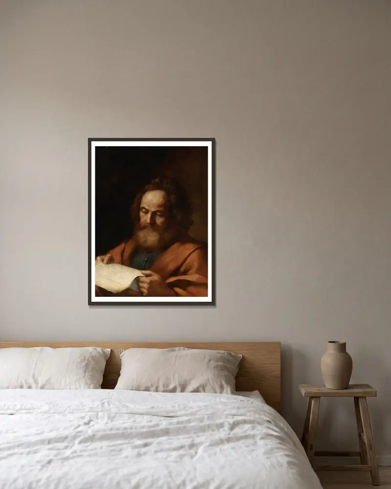 Saint Luke av Guercino inramad på en vägg