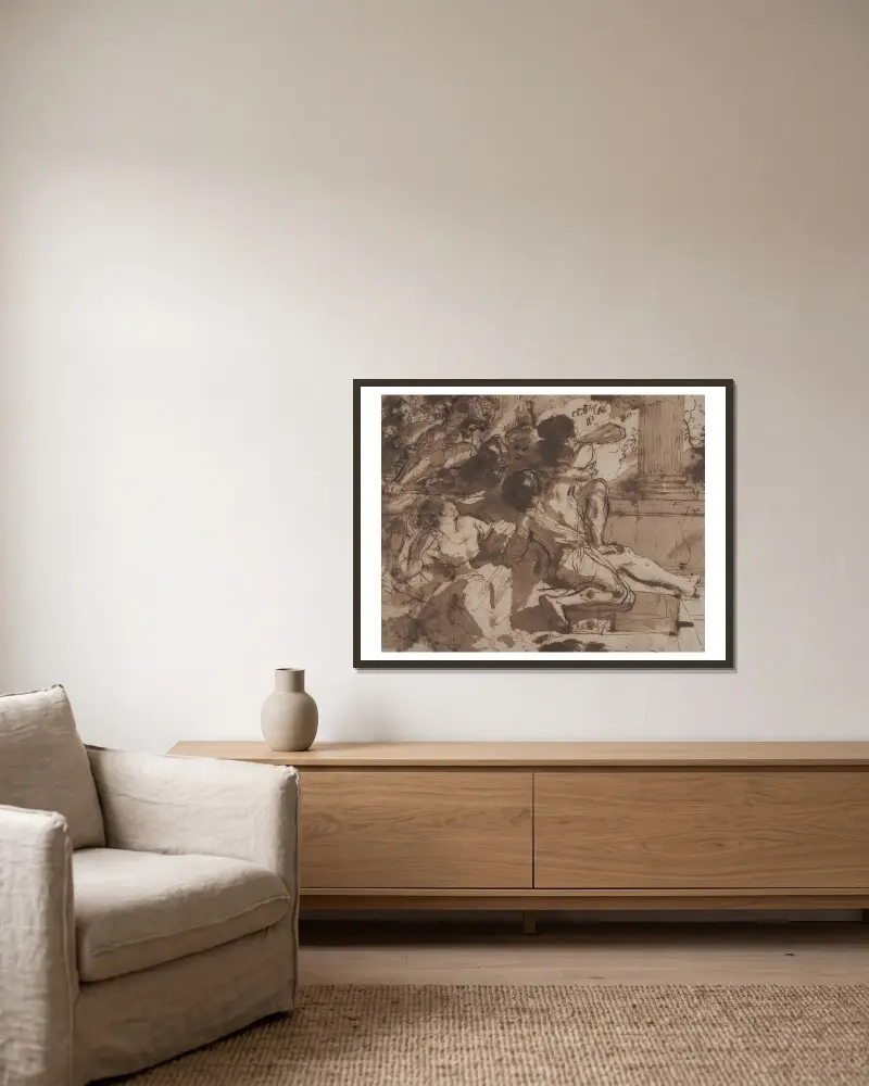 Samson Captured by the Philistines av Guercino inramad på en vägg