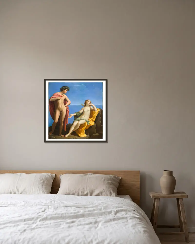Bacchus and Ariadne av Guido Reni inramad på en vägg
