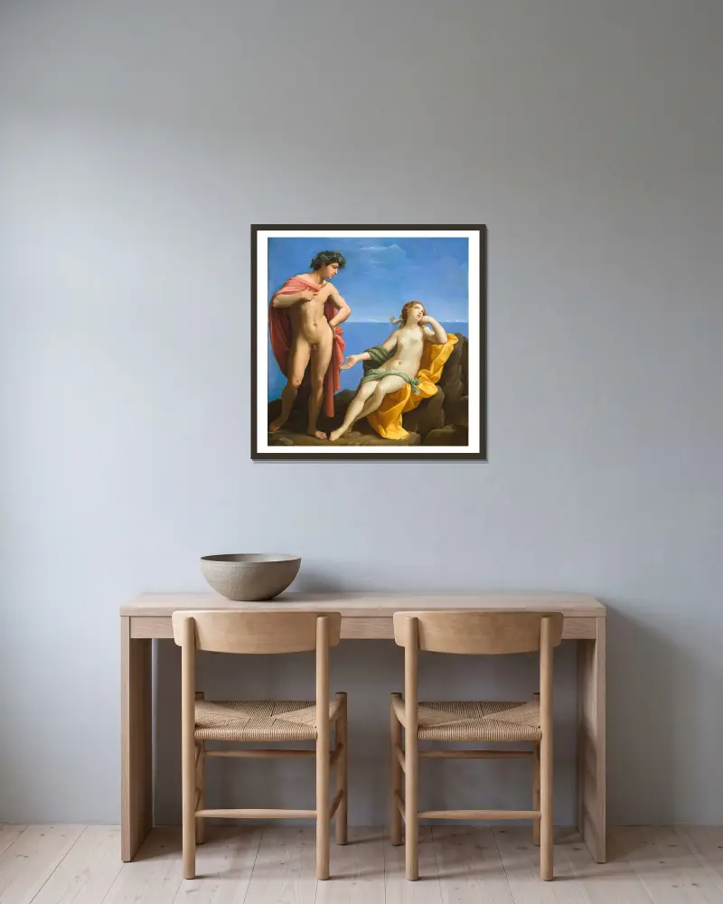Bacchus and Ariadne av Guido Reni inramad på en vägg