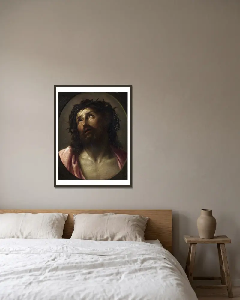 Der Schmerzensmann von Guido Reni gerahmt an einer Wand