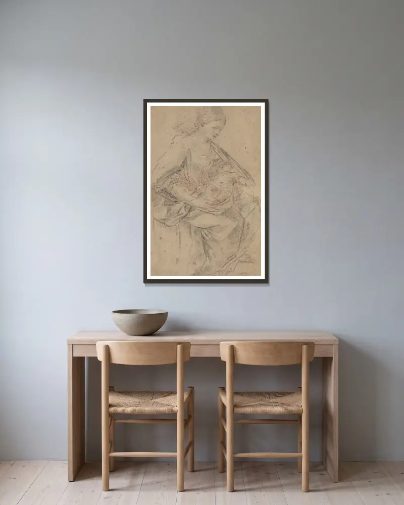 Nativity av Guido Reni inramad på en vägg
