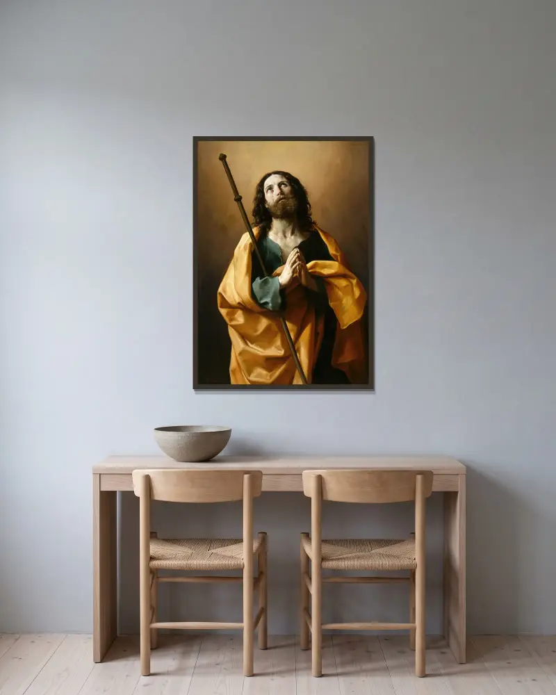 Saint James the Greater av Guido Reni inramad på en vägg