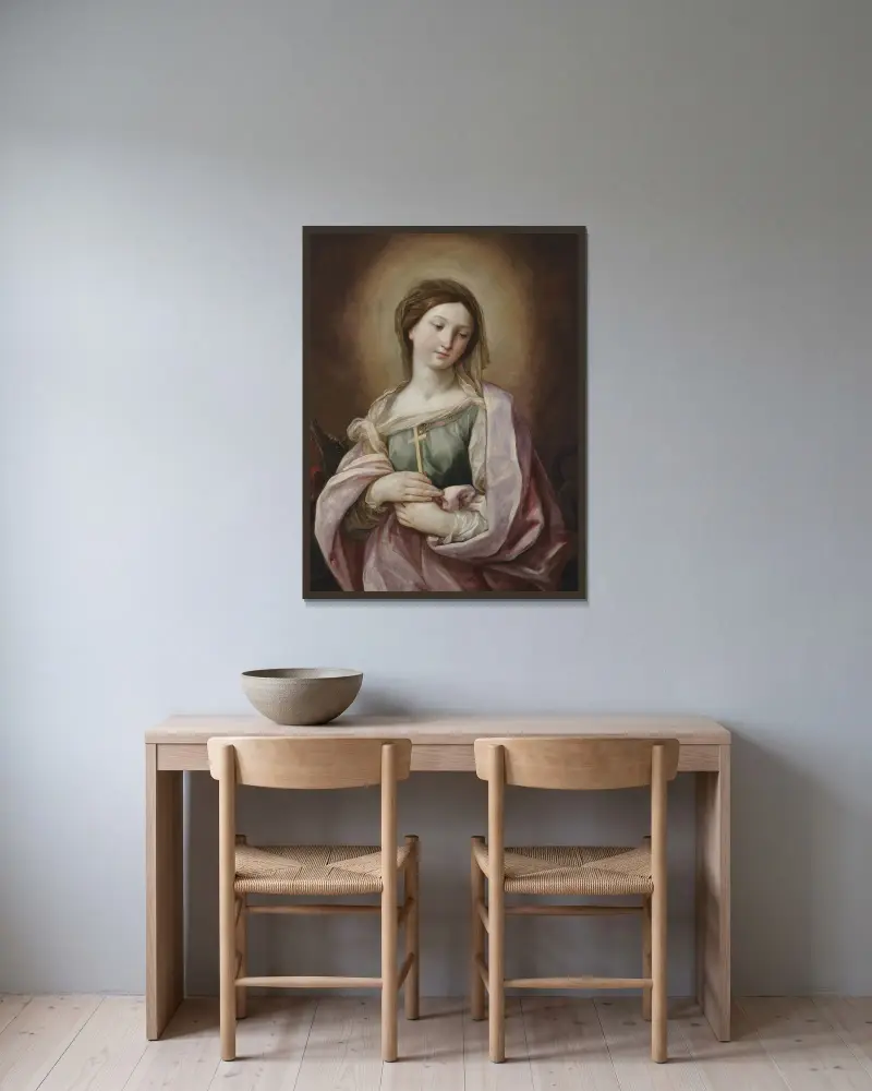 Heilige Margareta von Antiochia von Guido Reni gerahmt an einer Wand