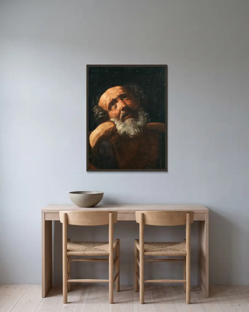 Saint Peter av Guido Reni inramad på en vägg