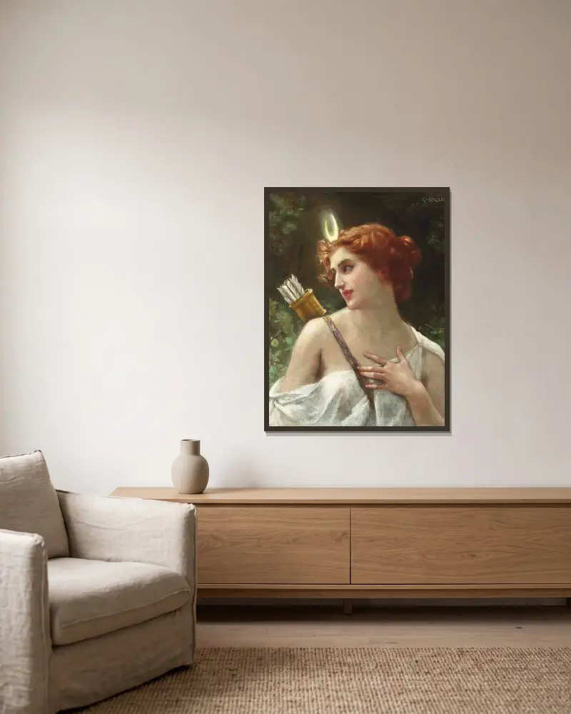 Diana som jägare – nr 1 av Guillaume Seignac inramad på en vägg