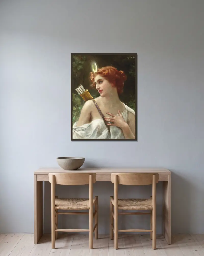 Diana som jägare – nr 1 av Guillaume Seignac inramad på en vägg