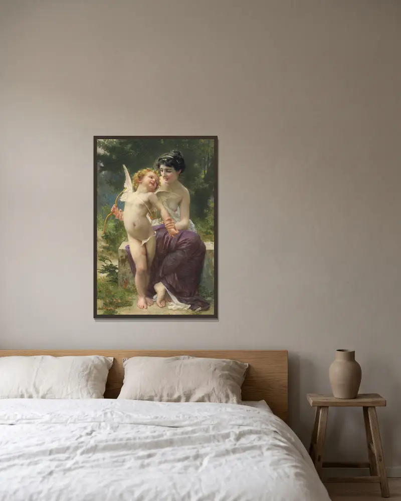 Den segrande ungdomen av Guillaume Seignac inramad på en vägg