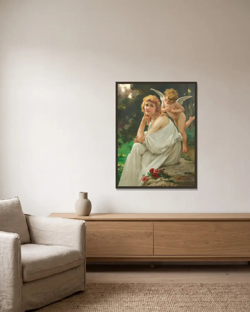Die Muse der Liebe (Porträt von Mary Pickford) von Guillaume Seignac gerahmt an einer Wand
