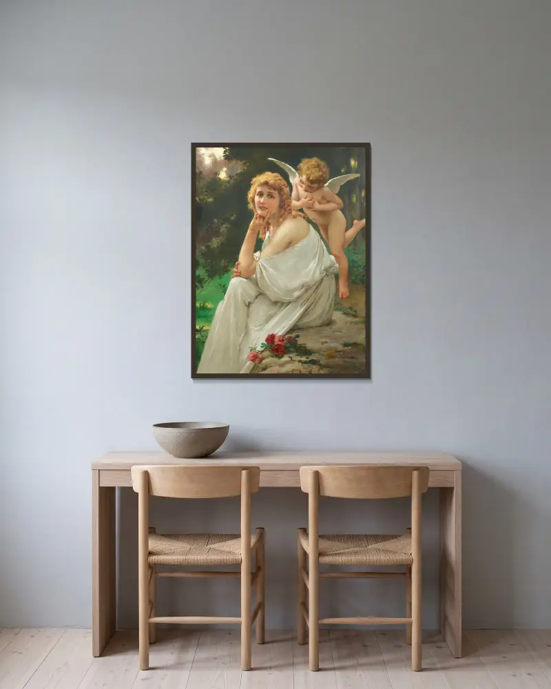 Die Muse der Liebe (Porträt von Mary Pickford) von Guillaume Seignac gerahmt an einer Wand