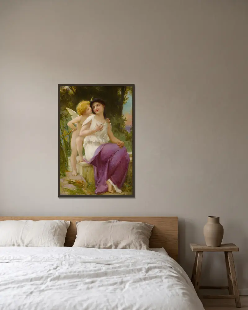 Venus und Amor von Guillaume Seignac gerahmt an einer Wand