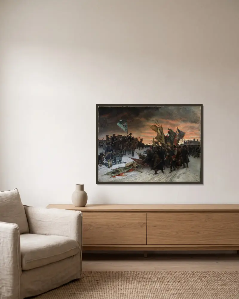 Narva von Gustaf Cederström gerahmt an einer Wand
