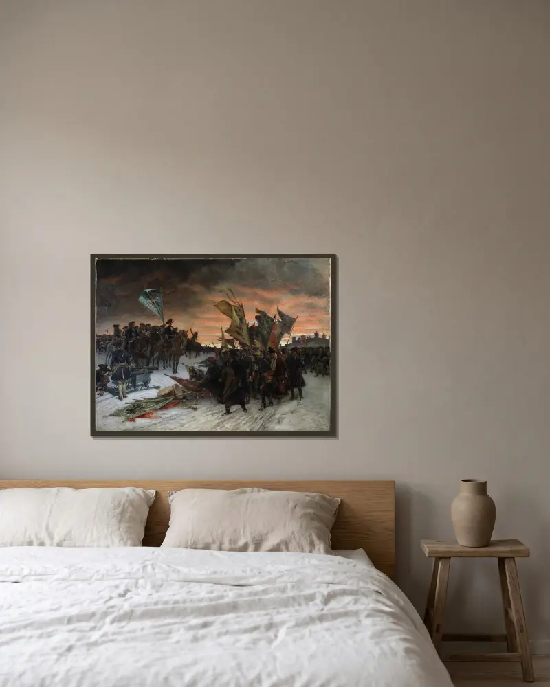 Narva von Gustaf Cederström gerahmt an einer Wand