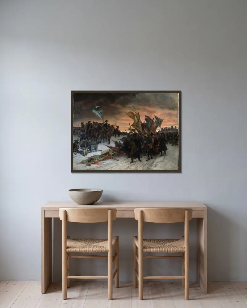 Narva von Gustaf Cederström gerahmt an einer Wand