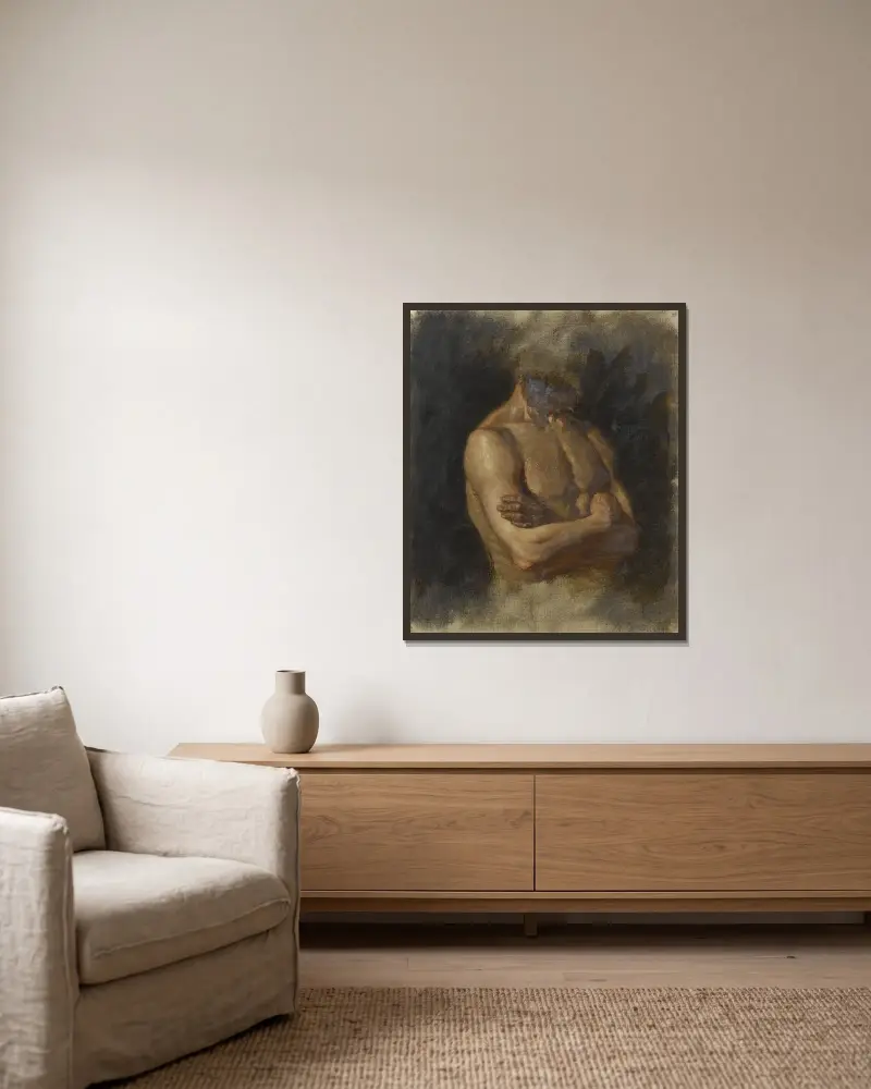 Aktstudie von Gustaf Cederström gerahmt an einer Wand