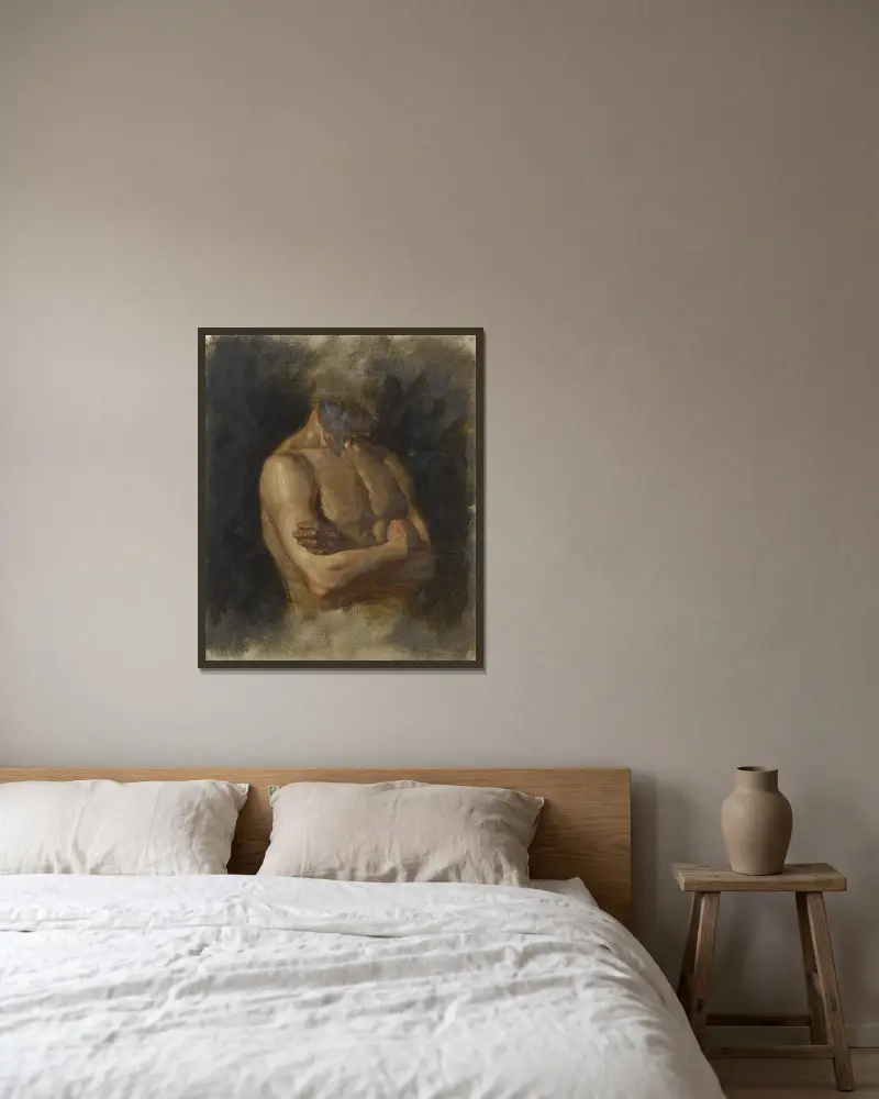 Aktstudie von Gustaf Cederström gerahmt an einer Wand