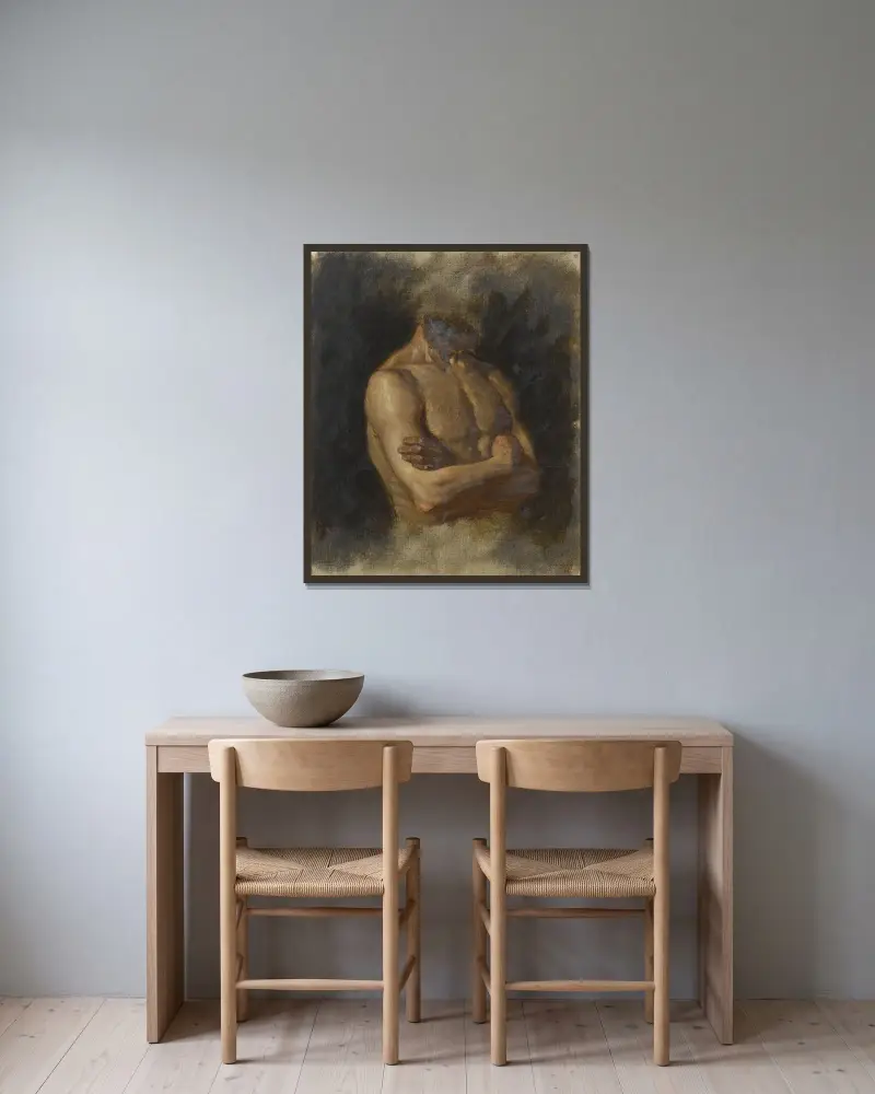 Aktstudie von Gustaf Cederström gerahmt an einer Wand