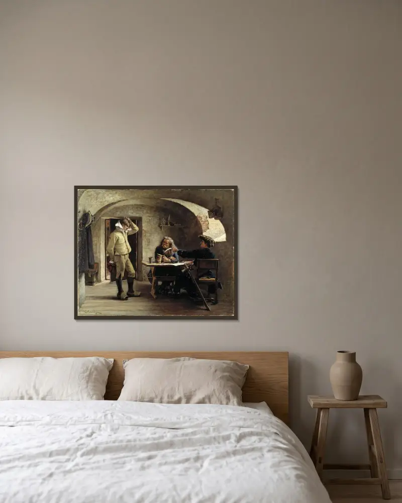Werbeunteroffiziere von Gustaf Cederström gerahmt an einer Wand