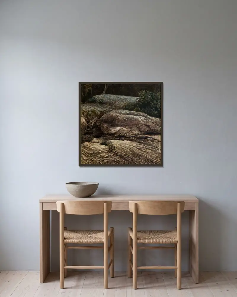 Flat Rocks in Moonlight von Gustaf Fjæstad gerahmt an einer Wand