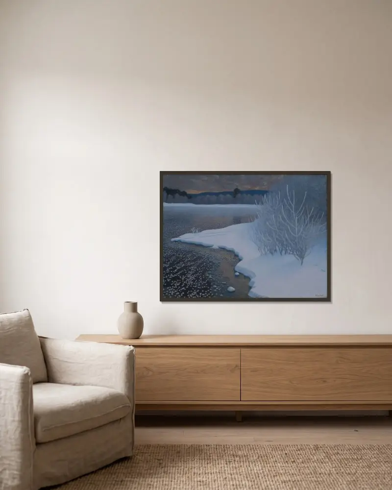 Hoar-Frost on Ice von Gustaf Fjæstad gerahmt an einer Wand