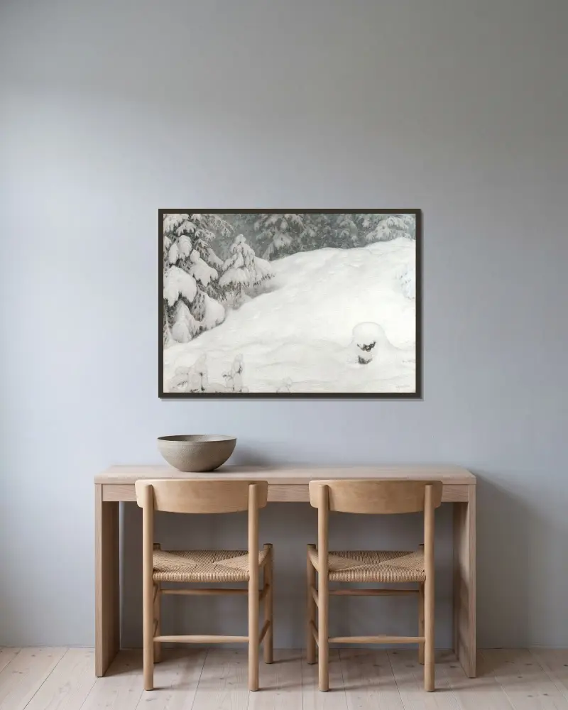 Snow von Gustaf Fjæstad gerahmt an einer Wand