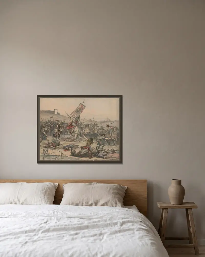 208 Otto the Great in the Battle of Lechfeld, 955 von Carl Gustaf Hellqvist gerahmt an einer Wand