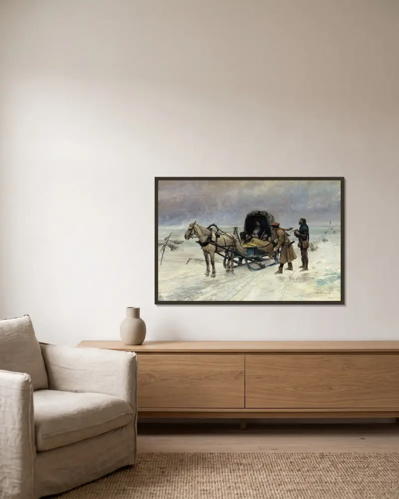 The Death of Sten Sture the Younger on the Ice of Lake Mälaren von Carl Gustaf Hellqvist gerahmt an einer Wand
