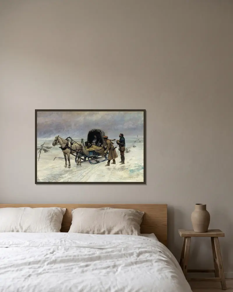 The Death of Sten Sture the Younger on the Ice of Lake Mälaren von Carl Gustaf Hellqvist gerahmt an einer Wand