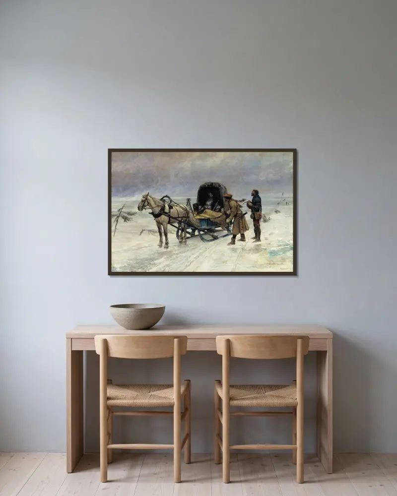 The Death of Sten Sture the Younger on the Ice of Lake Mälaren von Carl Gustaf Hellqvist gerahmt an einer Wand