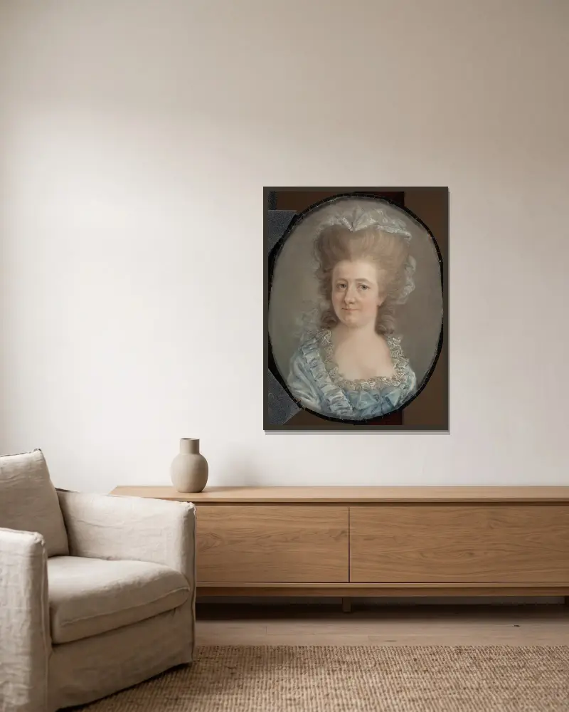 Baronessan Maria Sofia Juliana von Blixen av Gustaf Lundberg inramad på en vägg