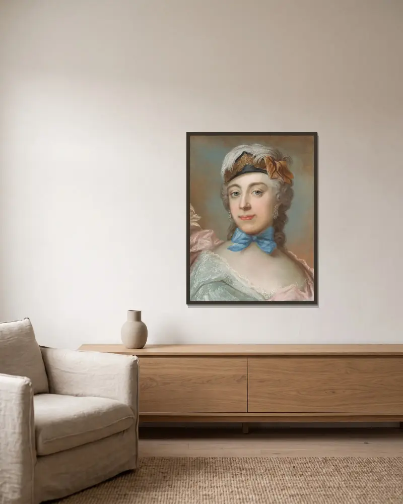 Gräfin Ulrika Charlotta Sprengtporten von Gustaf Lundberg gerahmt an einer Wand