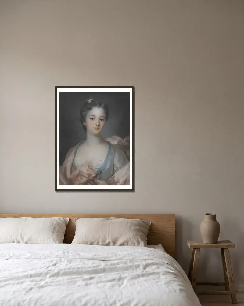 Bildnis einer jungen Dame von Gustaf Lundberg gerahmt an einer Wand