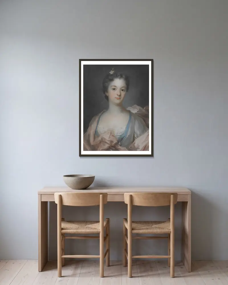 Bildnis einer jungen Dame von Gustaf Lundberg gerahmt an einer Wand
