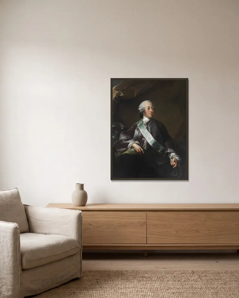 Mogens Scheel von Plessen von Fussingø und Selsø von Carl Gustaf Pilo gerahmt an einer Wand