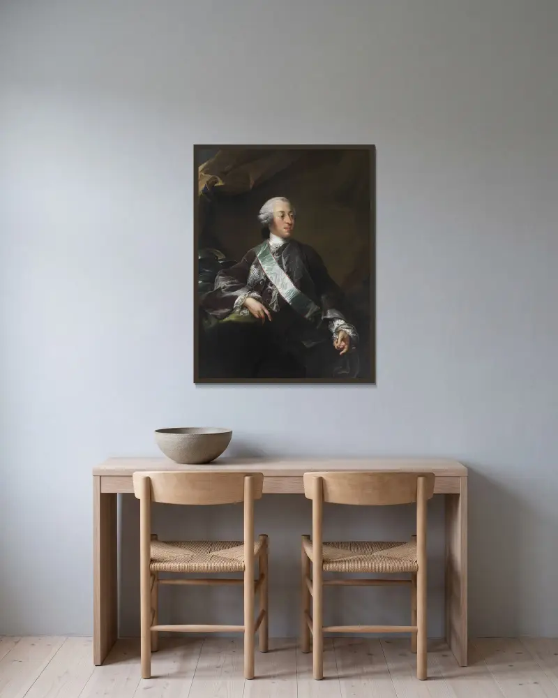 Mogens Scheel von Plessen von Fussingø und Selsø von Carl Gustaf Pilo gerahmt an einer Wand